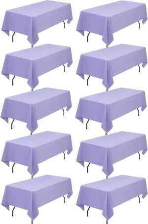 10 Pack Lavender Tablecloth 60x102 inch Polyester Fabric Tablecloths for 6 Foot Rectangle Tables Wrinkle Resistant Linen Tablecloth Washable Table Covers for Party Wedding Events and Camping