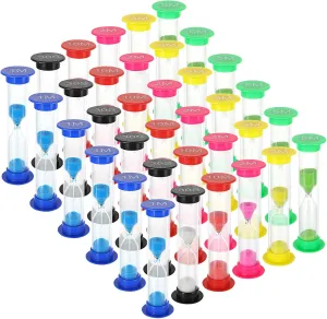 36 Pcs Sand Timer for Kids Set, Plastic Hourglass Sandglass Sand Clock Timers Set 30s / 1min / 2mins / 3mins / 5mins / 10mins for Classroom, Kitchen, Games, Office, Home