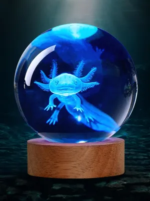 3D Axolotl Crystal Ball Night Light, Axolotl Lamp 16 Color Changing with Remote Control for Bedroom Decor, Ideal Cool Axolotl Gifts for Women, Large Axolotl Globe