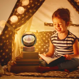 3D Galaxy Crystal Ball Night Light for Kids with Colorful LED Light Base, Color Changing Light with Remote as a Birthday Gift for Teens Boys and Girls, Planet Model
