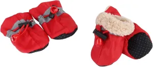 4Pcs/Set No Slip Pet Dog Shoes Boots with Soft Cotton Dog Socks Soft Cotton Padded Pets Protector for Indoor and Outdoor(4-red)