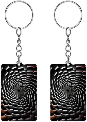 Acrylic Keychain Blanks Visual Illusion Keychains for Bag Car Rectangle Acrylic Ornament Blanks Key Rings with Chain Jump Rings
