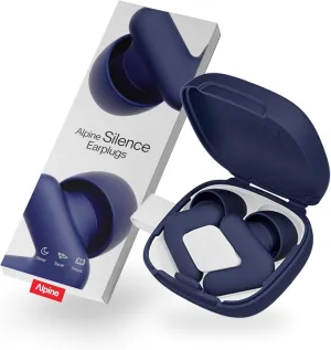 Alpine Silence Earplugs for Sleep, Focus & Travel - V-Shape Fit & Soft Oval Tips – 4 Sizes XS/S/M/L - Comfortable, Reusable Hearing Protection - 22dB – Midnight Blue