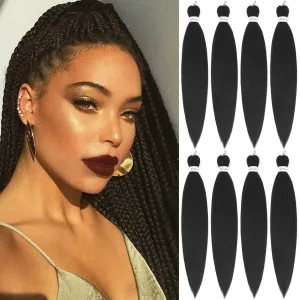 Alrence Pre Stretched Braiding Hair Long Braid 30 Inch 8 Packs Professional Braiding Hair Extensions Synthetic Crochet Twist Braids (30 Inch, 1#)