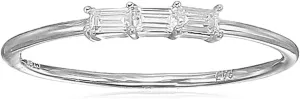 Amazon Essentials Baguette Cubic Zirconia 3-Stone Dainty Demi Fine Stacking Ring in Sterling Silver (previously Amazon Collection)