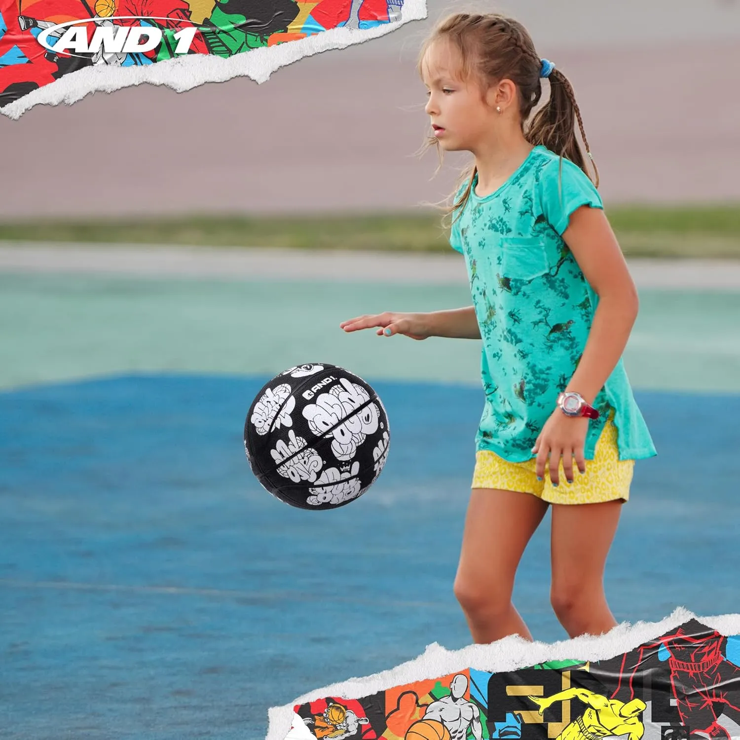AND1 Rubber Basketball - Streetball for Indoor and Outdoor Use, Deep Channel Construction and Durability