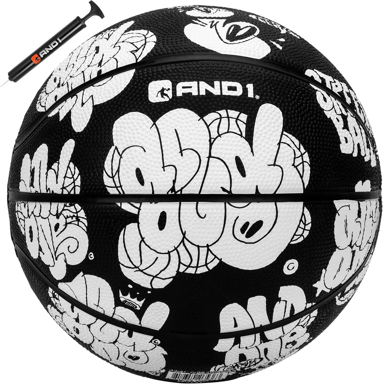 AND1 Rubber Basketball - Streetball for Indoor and Outdoor Use, Deep Channel Construction and Durability