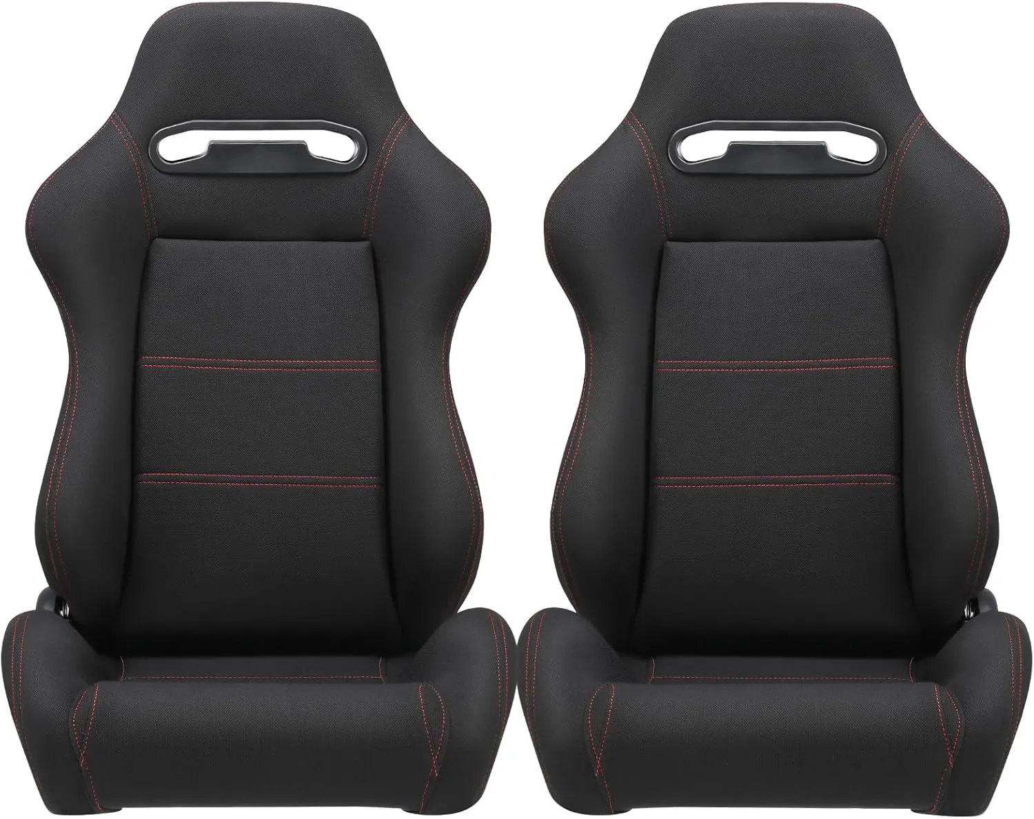 AutoForever 2PCS Universal Fully Reclinable Racing Seat with Adjustable Slider Brackets (Passenger Right Side)