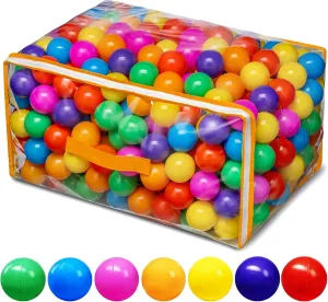 Ball Pit Balls for Baby and Toddler Phthalate Free BPA Free Crush Proof Plastic - Multicolored Pit Balls in Reusable Play Toys for Kids with Storage Bag