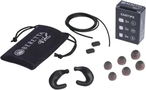 Beretta Mini Headset E2 32db SNR Soft Silicone Ergonomic Shooting Noise Protection Ear Plugs with Adjustable Cord & Soft Case