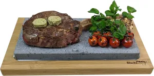 Black Rock Grill Ultimate Sharing Steak Stone Set - Restaurant-Grade Lava Stone for Superior Heat & Flavor
