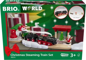 BRIO World – 36014 Christmas Steaming Train Set | 27-Piece Kid-Friendly Set | Age 3  Compatible | FSC-Certified Beech Wood | Complements All BRIO Railway Sets & Accessories | Multicolor