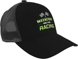 Car Racing Race Funny Motorsport Trucker Hat for Men & Women,Adjustable Baseball Hat, Mesh Snapback Black