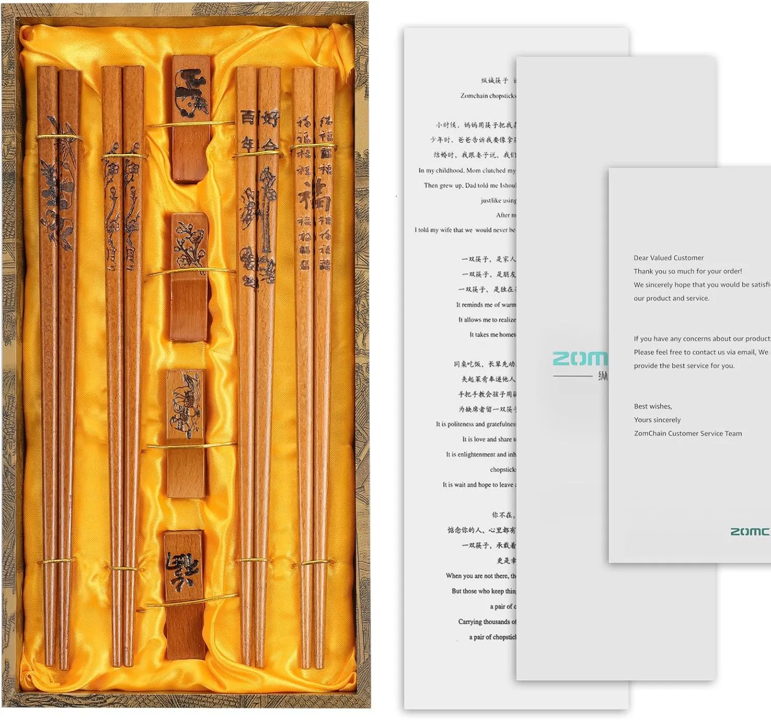 Chopstick Reusable Chinese Chopsticks with Holder and Carrying Bag Chinese Traditional Stylish Gift Set (2 Pairs) (4 Pairs)