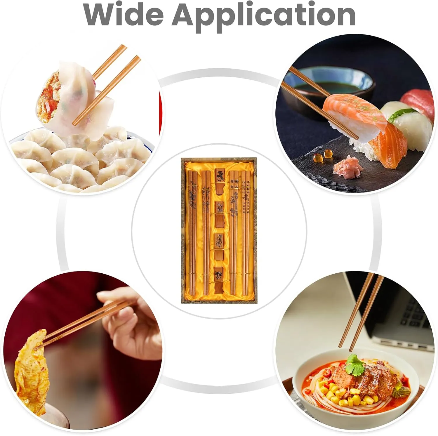 Chopstick Reusable Chinese Chopsticks with Holder and Carrying Bag Chinese Traditional Stylish Gift Set (2 Pairs) (4 Pairs)