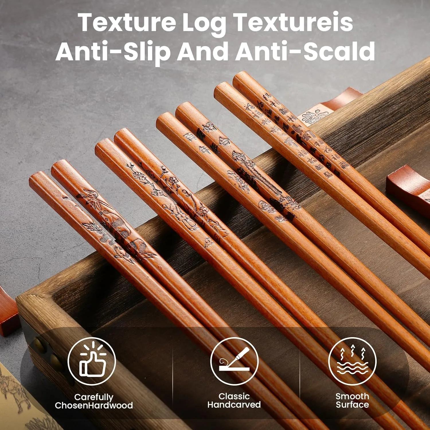 Chopstick Reusable Chinese Chopsticks with Holder and Carrying Bag Chinese Traditional Stylish Gift Set (2 Pairs) (4 Pairs)