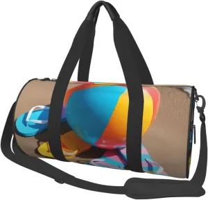 Colorful Flip Flops Beach Ball Printed Travel Bag,Round Personal Item Storage bag,Foldie Duffel Bag for Traveling Vacation,Fitness,Sports