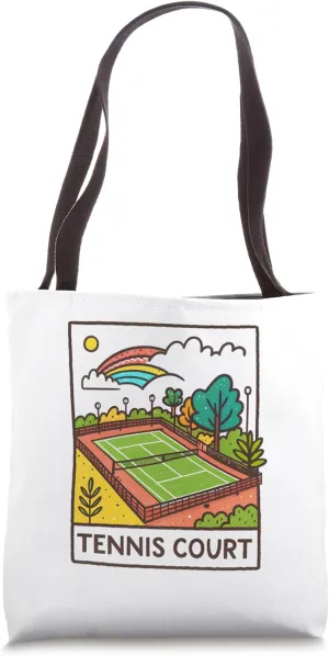 Colorful Tennis Court Graphic Tote Bag