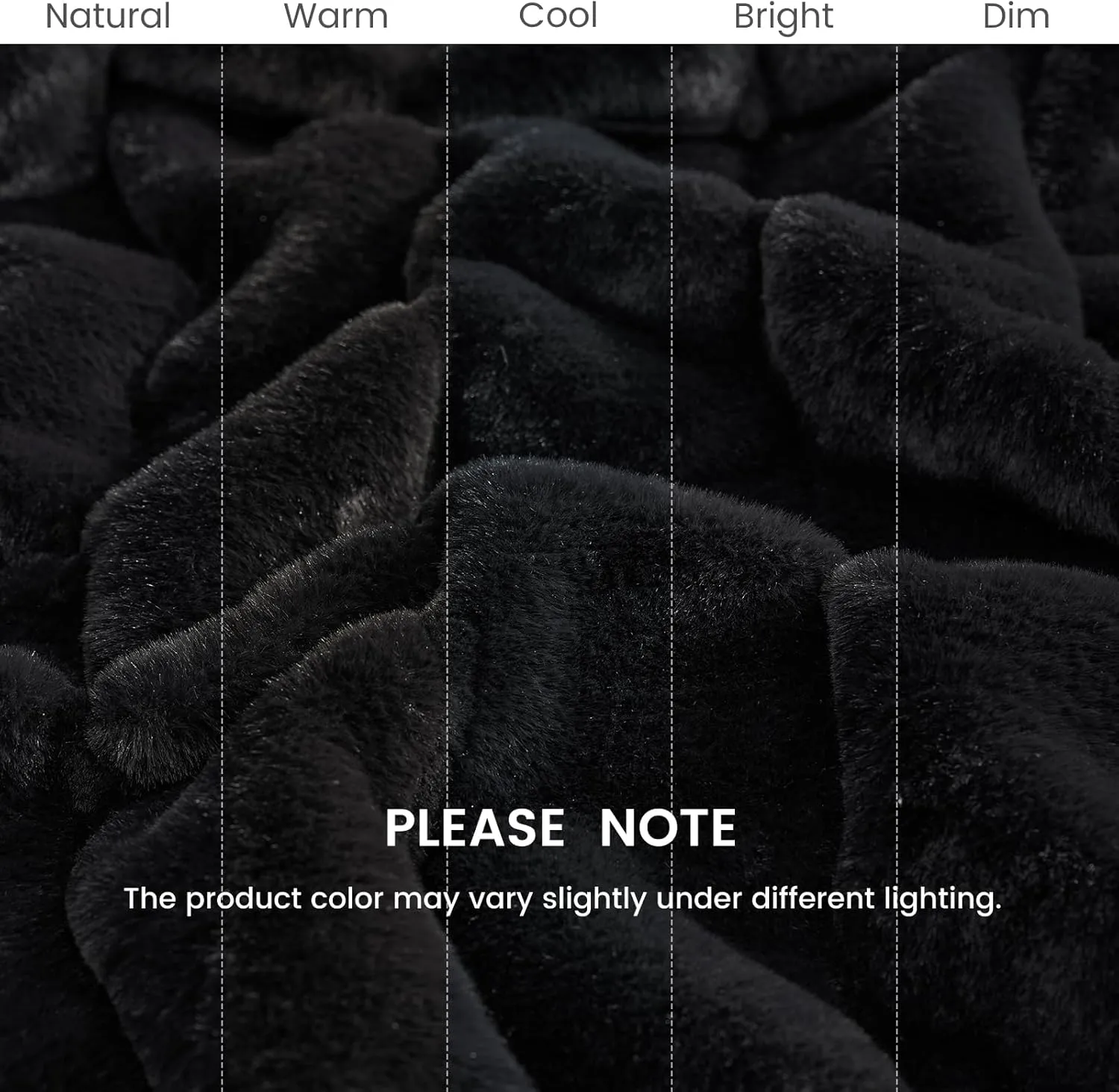 Cozy Bliss Faux Fur Throw Blanket for Couch, Cozy Warm Plush Striped Blanket for Sofa Bedroom Living Room, Black