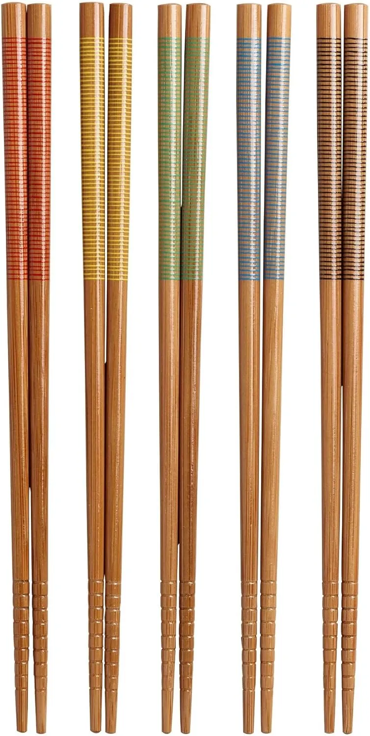 Crate & Barrel Striped Bamboo Chopstick, Set of 5 Pairs
