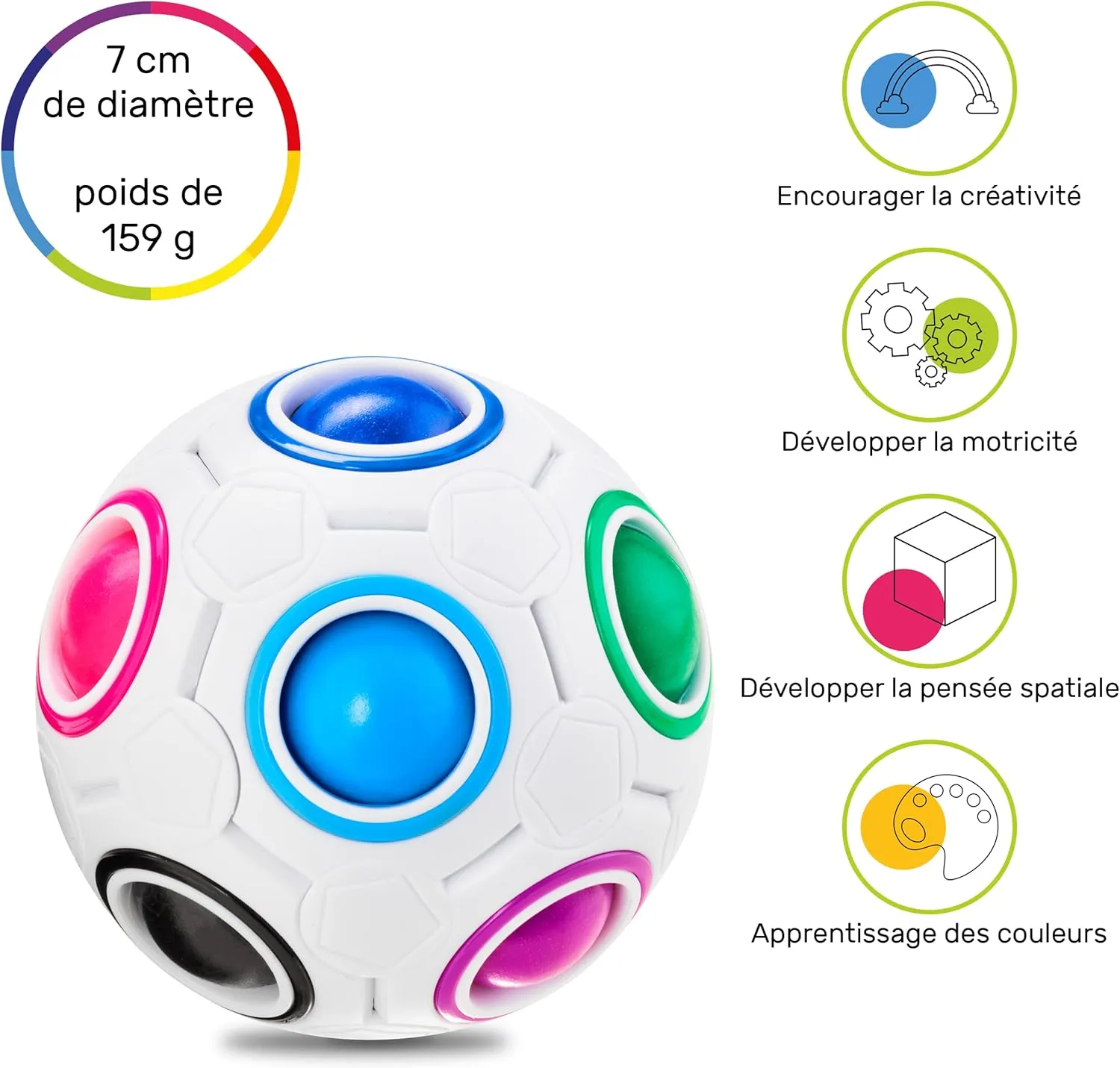 CUBIDI® Original Rainbow Puzzle Ball I Brain Teasers for Kids Ages 6-10 I for Boys and Girls 6  Years I Travel Toy for Children | Fidget Ball Magic Ball