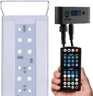 CURRENT USA 18-24" Inch White Full Spectrum Freshwater LED Aquarium Plant Light 10 15 20 25 Gallon | Satellite Plus RGB  for Aquariums | Wireless 24 Hour Timer Remote Fish Tank Planted Lighting (4320)