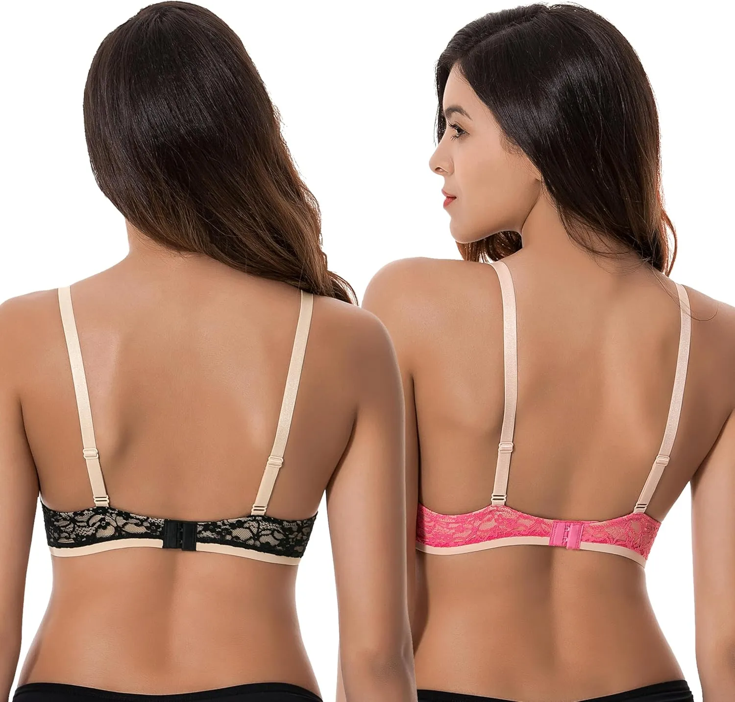 Curve Muse Women's Plus Size Perfect Shape Add 1 Cup Push Up Underwire Lace Bras