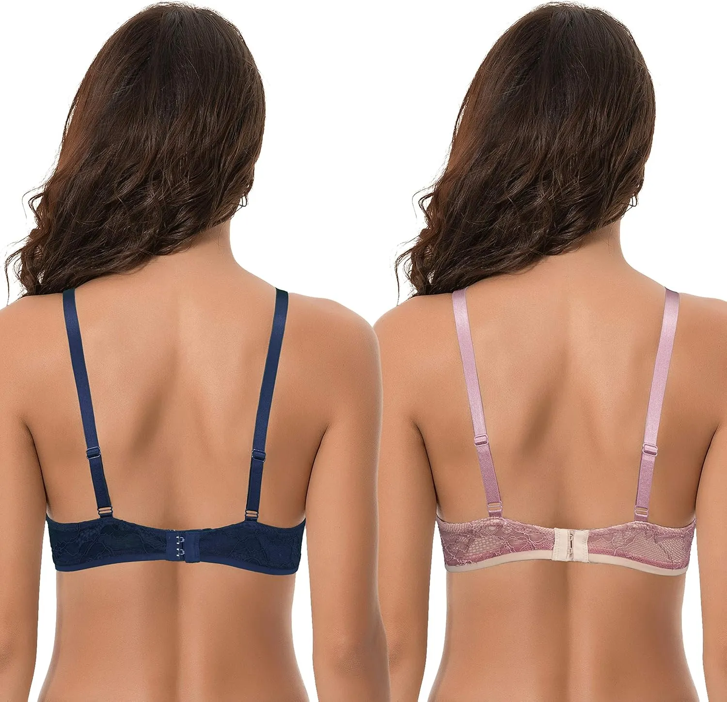 Curve Muse Women's Plus Size Perfect Shape Add 1 Cup Push Up Underwire Lace Bras