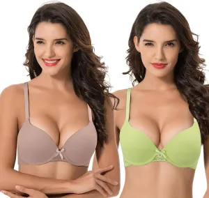 Curve Muse Womens Plus Size Perfect Shape Add 1 Cup Push Up Underwire Tshirt Bra