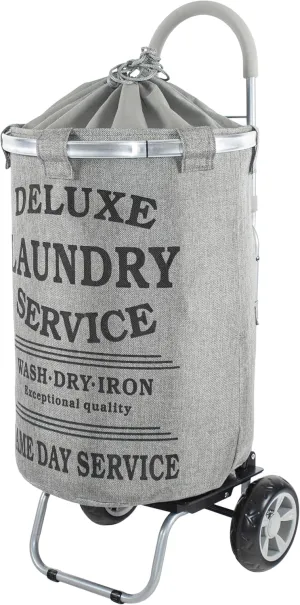 dbest products Laundry Trolley Dolly, Grey Laundry Bag Hamper Basket cart with wheels sorter