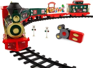 Disney Store Official Mickey Mouse and Friends ''Making Christmas Magical'' Electric Train Set - 35 Piece - Remote Control Model Train Set with Sound Effects and Tracks