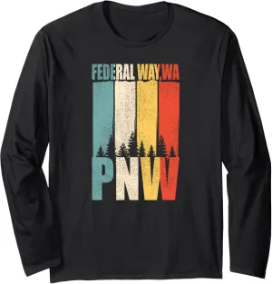 Distressed Retro Federal Way WA Pacific Northwest Shirt PNW Long Sleeve T-Shirt