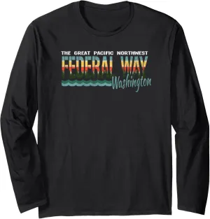 Distressed Retro Federal Way WA Pacific Northwest Shirt PNW Long Sleeve T-Shirt