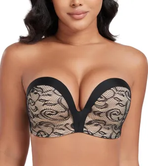 DotVol Women Hand Shape Custom Lift Invisible Wirefree Anti-Slip Strapless Push Up Bra