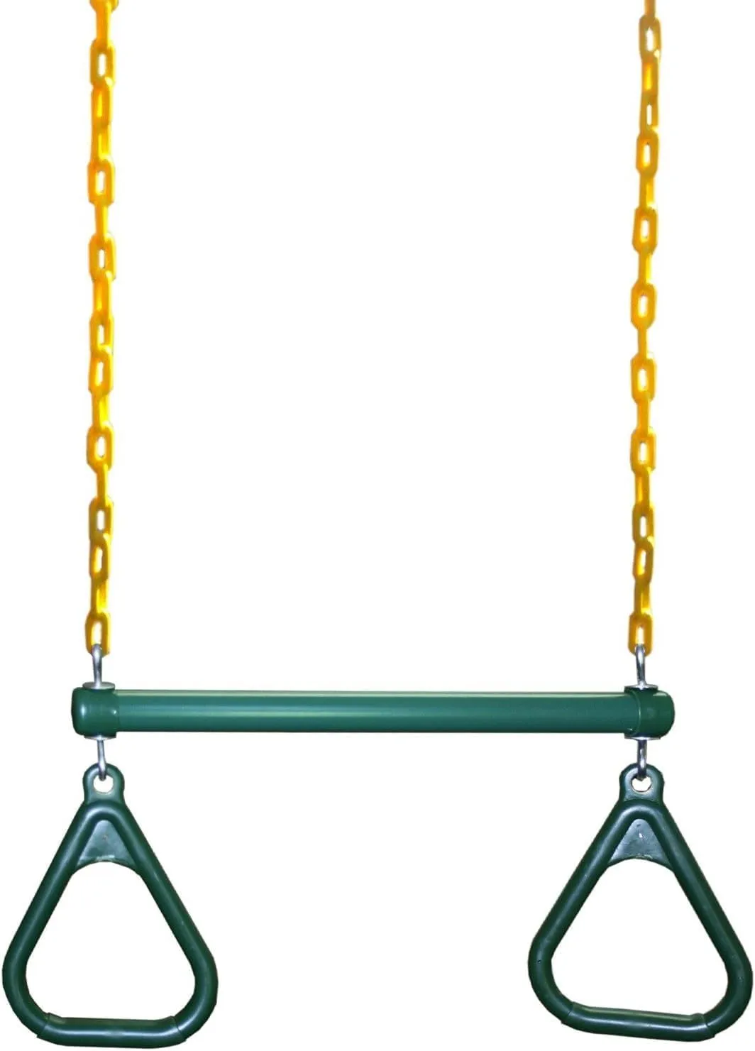 Eastern Jungle Gym Heavy-Duty Ring Trapeze Bar Combo, Large 20" Trapeze Swing Bar with Triangular Gymnastic Rings and Pinch-Free Coated Swing Chains 43" Long