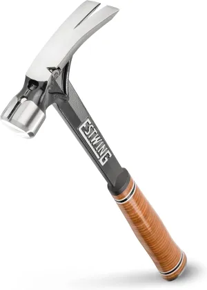 ESTWING Ultra Series Hammer - 19 oz Rip Claw Framing Hammer with Smooth Face & Genuine Leather Grip - E19S