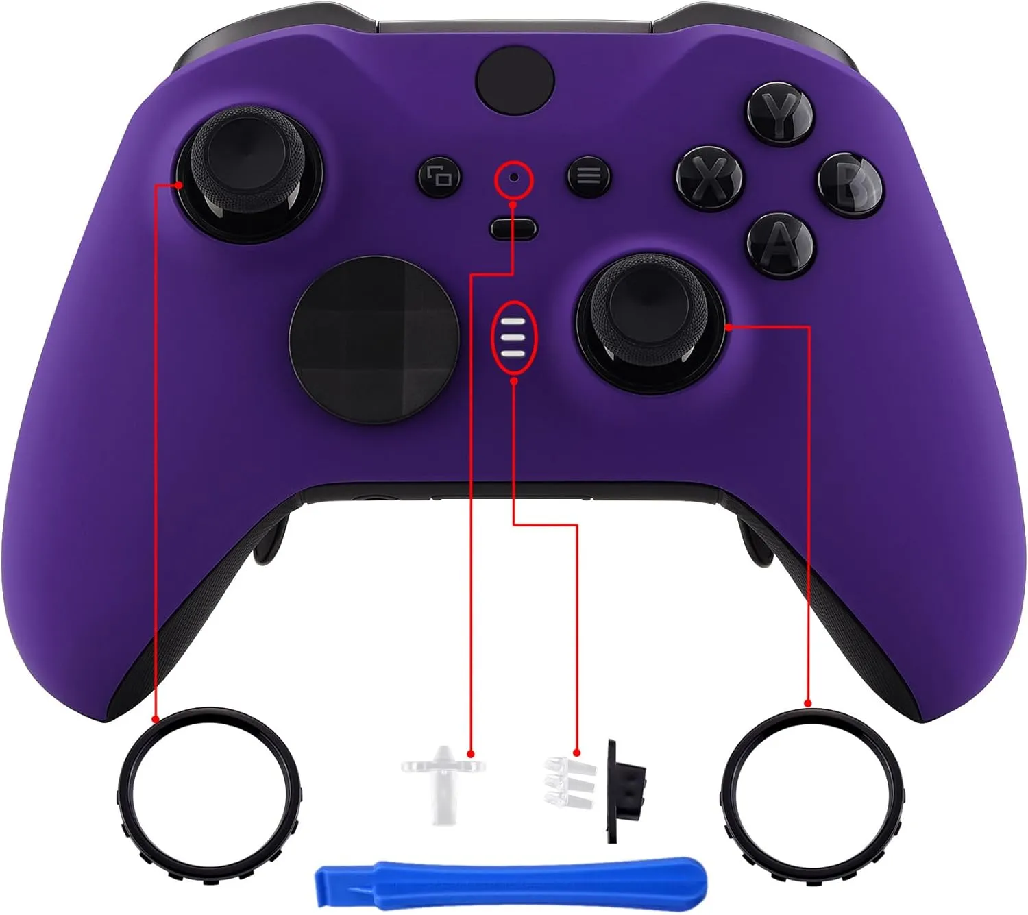 eXtremeRate Purple Soft Touch Grip Faceplate Cover, Front Housing Shell Case Replacement Kit for Xbox One Elite Series 2, Xbox Elite 2 Core Controller Model 1797 - Controller NOT Included