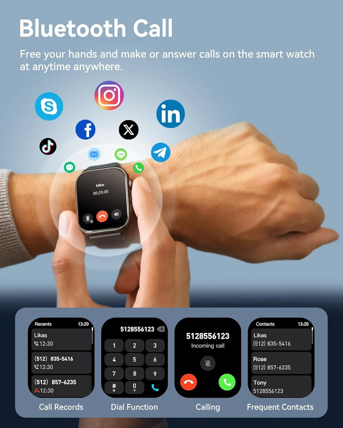 Fitness Tracker for Men Women (Make/Answer Call), 2.0" Smart Watch with 24/7 Heart Rate Blood Oxygen Sleep Monitor, Pedometer, 100  Sport Modes IP68 Waterproof Activity Tracker for Android iOS