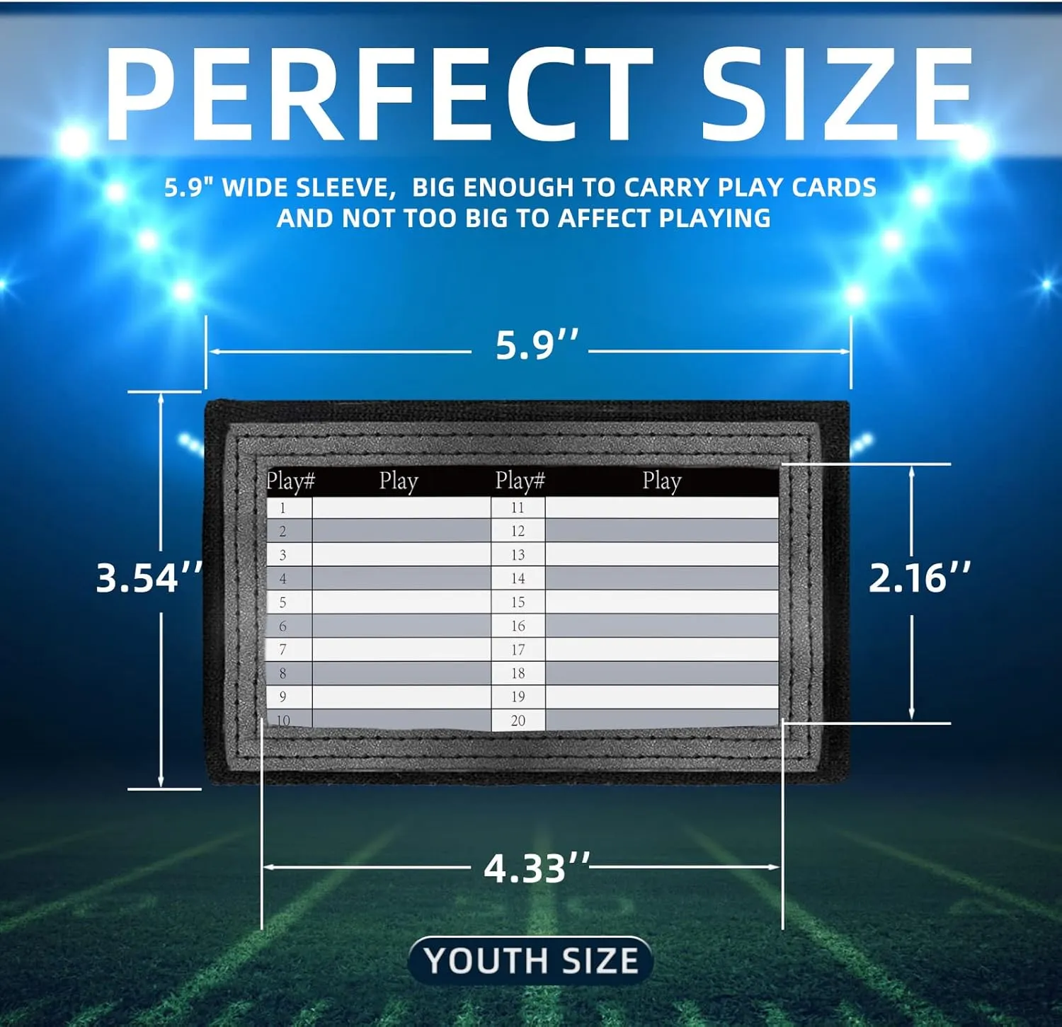 Football Play Wristbands, Triple Window Youth and Adults QB Wristband Playbook, Quarterback Wrist Bands for Plays, Softball Wristbands for Signs