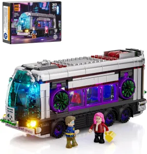 FUNWHOLE Cyberpunk Future-Bus Lighting-Building-Bricks Set - Cyberpunk City Future Vehicle Collection LED Light 2in1 Car Model Display Set 605 Pcs for Adults and Sci-fi Lovers
