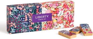 Galison Liberty Domino Set – 28 Double Sided Colorful Floral Patterned Wooden Domino Pieces