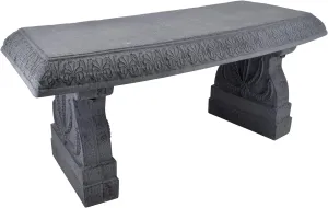 Garden Products BE02 Fiberclay Garden, Outdoor Bench, Patio Seating for Front Porch Park Outside Furniture Decor, Gray