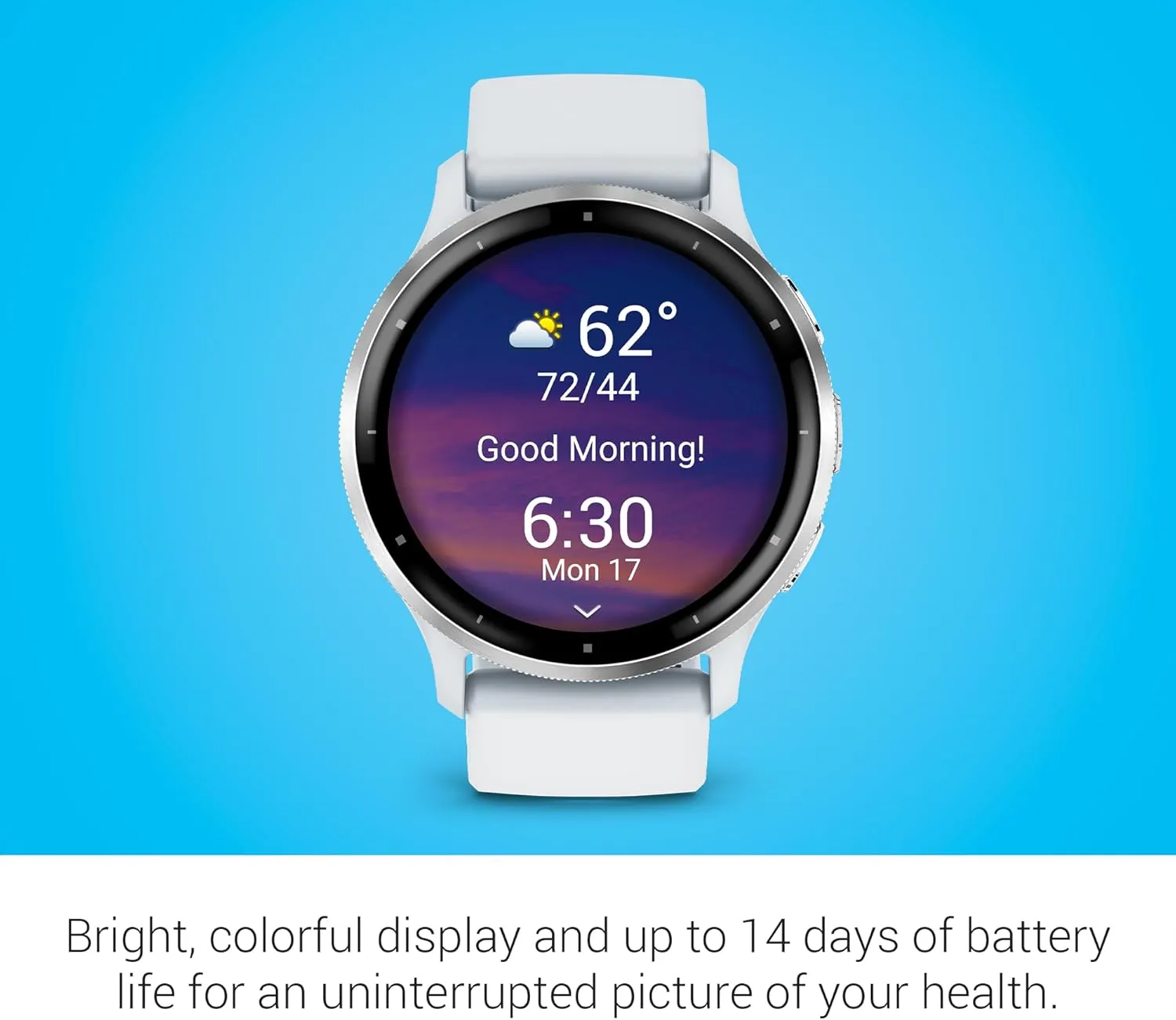 Garmin Venu 3 Silver Stainless Steel Bezel 1.4-Inch AMOLED Touchscreen Display Smart Watch with 45mm Whitestone Case and Silicone Band
