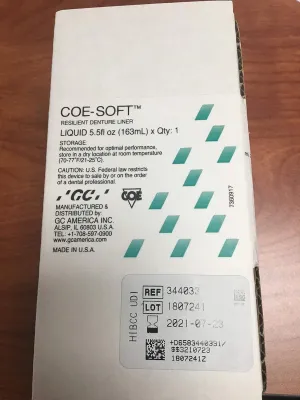GC America GC-344033 COE-Soft Denture Reline Material, Liquid Refill, Shape