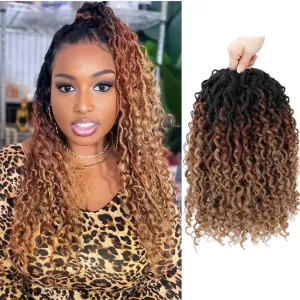 Goddess Locs Crochet Hair 12 Inch Goddess Faux Locs Crochet Hair for Black Women 6 Packs Boho Crochet Locs with Curly Ends T1b/30/27