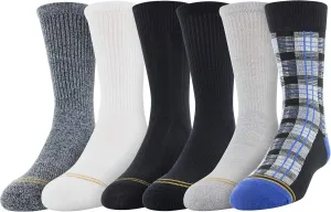 GOLDTOE Boys' Total Package Crew Socks, 6-Pairs