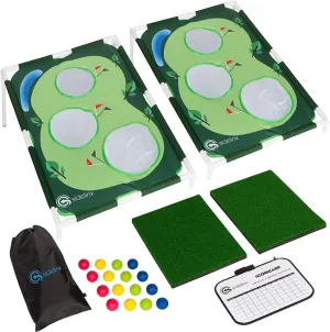 Golf Cornhole Set - Golf Yard Game - Chipping Practice Set for Both Indoors and Outdoors - Perfect Golf Gift for Men