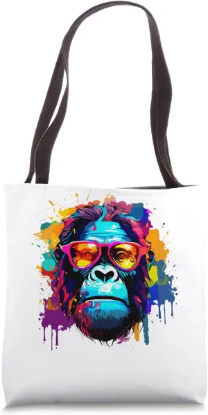 Gorilla Colorful Psy Crazy Love Rave Trance Abstract Tote Bag