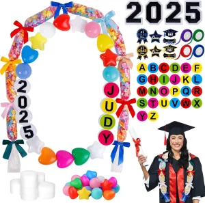 Japior Graduation Leis Class of 2025 DIY Colorful Oversized Lei Making Kit with Candy Lei Tubing Ribbon Leis Graduation Necklace Accessories for Women Men College Graduate Decor