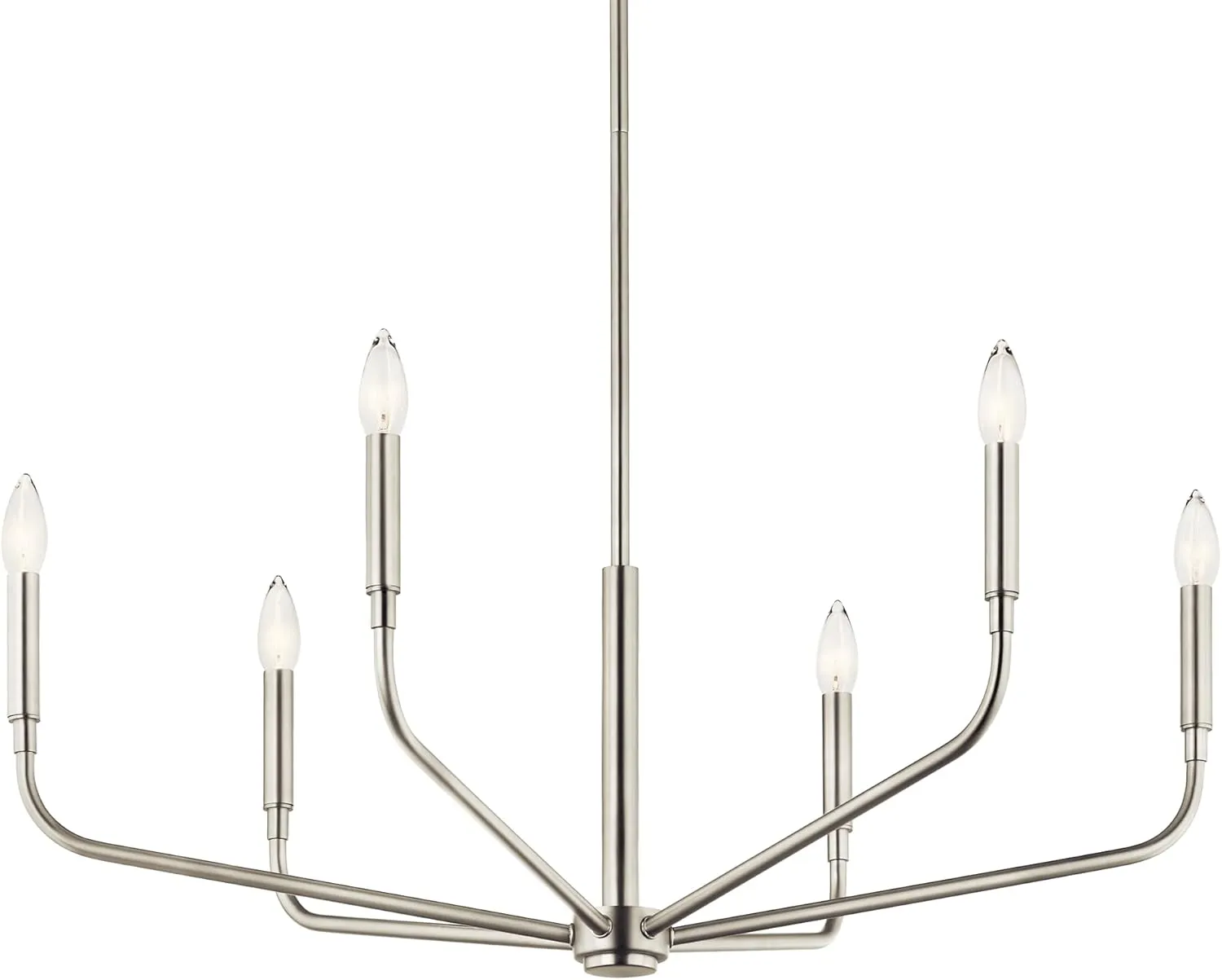 KICHLER Madden 6-Light Chandelier, Soft Modern Light in Brushed Nickel, Sloped Ceiling Compatible, for Entryway, Breakfast Nook or Laundry Room (17.5" x 32"), 52718NI